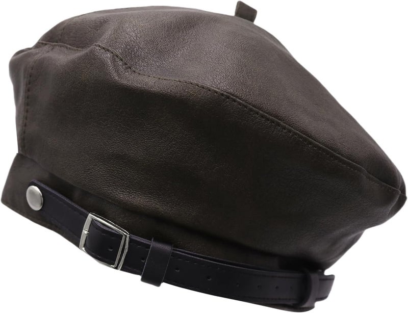 MINGSEECESS Women PU Leather French Black Beret Hat Causal Beanie Hat - Image 5